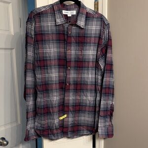 Old Navy Red and Gray Plaid Button Down Shirt